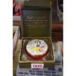 A Crummles 'Snow White' enamel box, 6cm diameter, boxed.