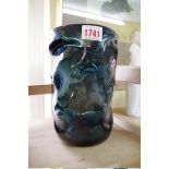 A blue art glass vase, 21.5cm high.