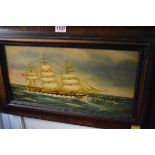 *WITHDRAWN FROM SALE* T B H, contemporary, a sailing vessel in choppy seas, initialled,