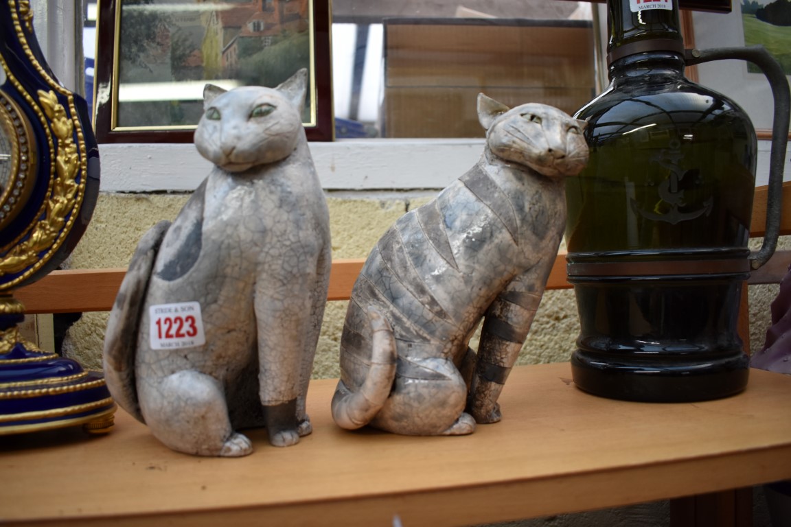 Studio Pottery: two similar ceramic cats, by Anna Noel, 19cm high.