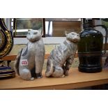 Studio Pottery: two similar ceramic cats, by Anna Noel, 19cm high.