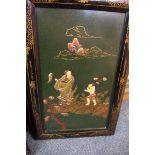 Three oriental lacquer panels,