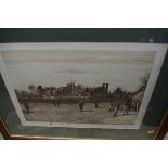Two large pencil signed engravings of Eton College, by J Hemy.