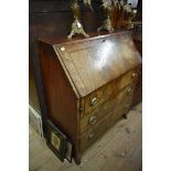 A George III mahogany and inlaid bureau, 91cm wide.