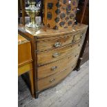 A George III mahogany bowfront chest of drawers, 104cm wide.