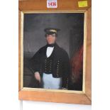 English School, 19th century, half-length portrait of a sailor, oil on board, 23 x 18.5cm.