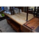A Victorian pine kitchen table, 156cm wide.