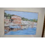 M Plant, 'Paxos Harbour'; 'Evening at Argentat', a pair, signed, pastel, 26 x 36cm.