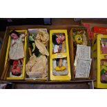 Five Pelpham puppets, to include: Mother Dragon, boxed; Small Witch, boxed; Minnie Mouse, boxed.