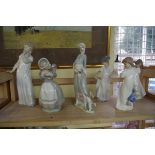 Two Lladro figures; together with six Nao figures; and others.