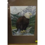Matthew Hillier, bald eagles in a mountainous landscape, signed and dated 80,