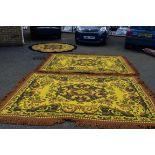 Three Spanish wool rugs, having floral design, largest 264 x 189cm.