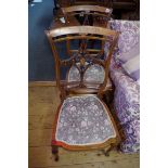 A pair of late 19th century marquetry salon chairs.