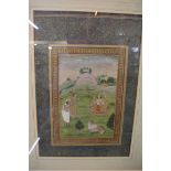 Indian School, 19th century, a female deity and attendance in a landscape, gouache,