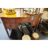 A 19th century mahogany and line inlaid bowfront sideboard, 108cm wide.