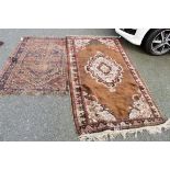 An Afghan rug having floral and geometric border;