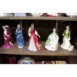 Four Royal Doulton figures, comprising: 'Masque', HN2554; 'Anne Boleyn', HN3232'; 'Premiere',