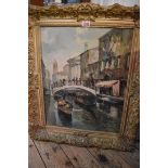 D Mackenzie, 'A Venetian Canal', signed, oil on board, 48 x 38cm.