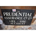 An old painted copper Prudential Assurance sign, 20.5 x 33.5cm.