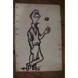 *WITHDRAWN FROM AUCTION* J A K, two cricketer cartoons, 53 x 35cm, unframed.