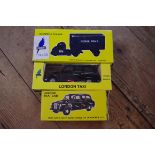 Three Budgie diecast vehicles, each boxed.