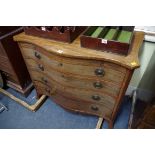 A George III mahogany serpentine fronted four drawer chest, with brushing slide, 98.5cm wide.