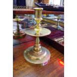 A pair of antique Dutch style brass candlesticks, 25.5cm high.