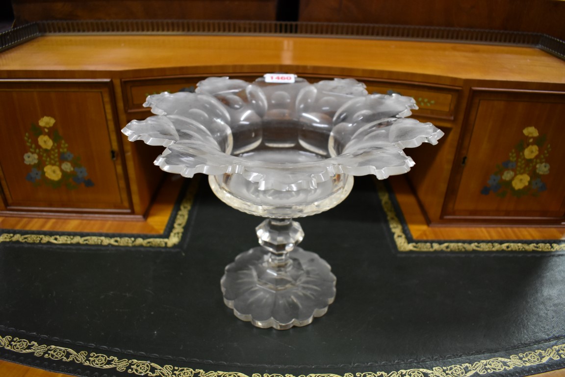 An early 19th century Irish cut glass pedestal dish, 27cm diameter.
