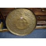 A 1901 Queen Victoria commemorative large hammered brass tray, 57.5cm diameter.
