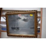 G Erroll, boats in moonlight, signed, gouache, 22 x 29cm,