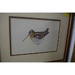 Matthew Hillier, 'Woodcock', signed and dated '76, watercolour, 17.5 x 26cm.
