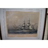 After H J Vernon, 'H M Brig Espiegle', colour lithograph, I.15.5 x 36.