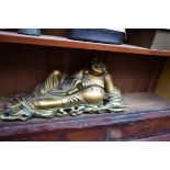 A gilt wood Buddha, 49.5cm wide.