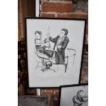 Three pencil signed artist's proof prints of conductors and orchestras.