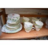 A Paragon part tea set; together with a Roslyn sugar bowl.