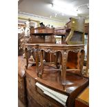 An unusual pair of carved beech and cane corner stands, each 46cm wide.