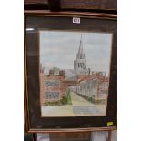 English School, Chichester Cathedral, a pair, one monogrammed, watercolour,