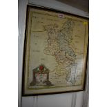 An antique hand-coloured map of Buckinghamshire, by Robert Morden, 44.5 x 36.5cm.