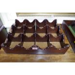 An unusual George III mahogany bottle tray, with brass handle, 43cm wide.