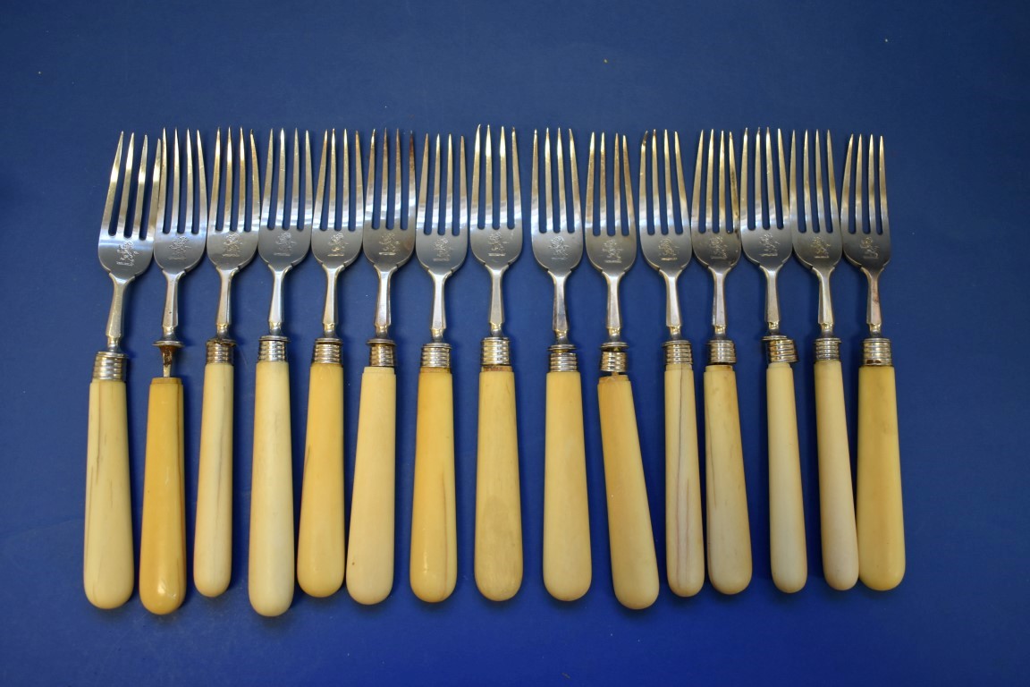 A set of eighteen silver fish knives and forks, by G A, London 1877, having bone handles. - Image 2 of 6