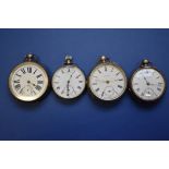 Four silver pocket watches.