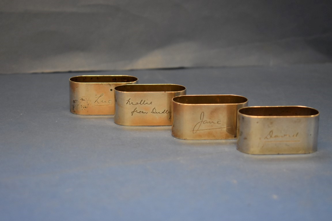 A set of four silver elliptical napkin rings, by D. - Image 2 of 4