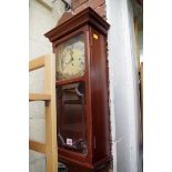 A reproduction Metamec mahogany wall clock, 68cm high.