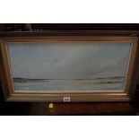 Doreen Allen, 'Tide over Blakeney Point', signed, oil on board, 24 x 56cm.