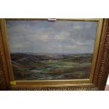 K Hamilton, a moorland landscape, signed, oil on canvas, 26.5 x 36.5cm.