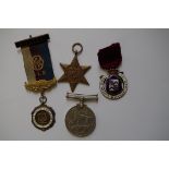 Medals: a pair of World War II medals; together with two further silver and enamel medals.