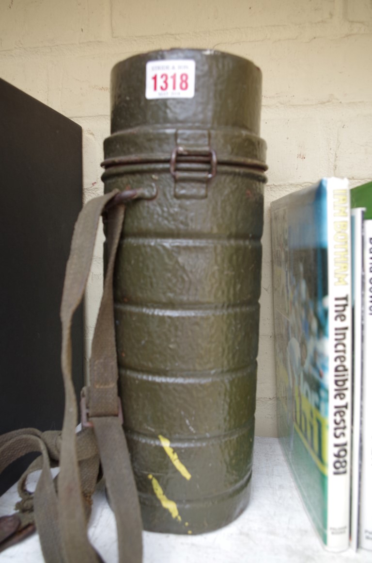A German World War II gas mask canister.