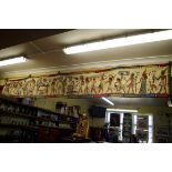 Three early 20th century Egyptian applique panels, comprising a wall frieze, approx 50 x 376cm; a