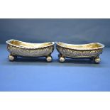 A pair of 19th century Russian .84 silver salts, hallmarked for Moscow, 8.5cm.