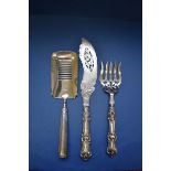 A George III silver fish slice, by George Burrows, London 1799; together with an unmatched pair of
